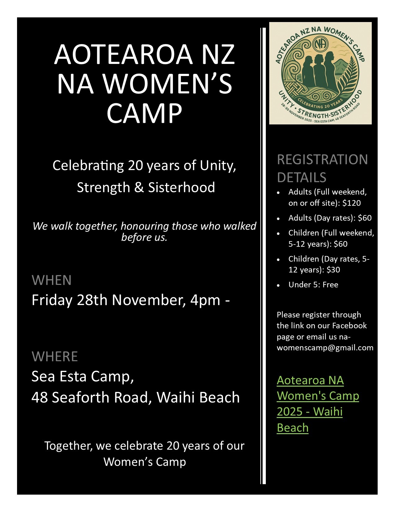 Aotearoa NA Women’s Camp